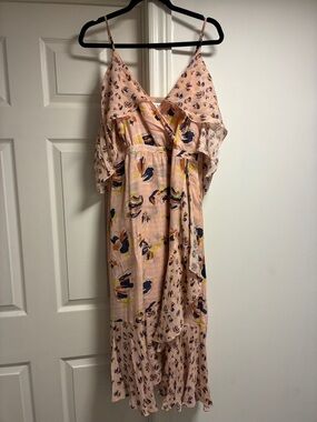 Tanya Taylor Peach Pink Floral Slip Dress